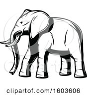 Clipart Of A Walking Elephant In Black And White Royalty Free Vector Illustration by Vector Tradition SM