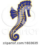 Poster, Art Print Of Blue Seahorse School Mascot Character