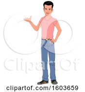 Clipart Of A Casual Man Presenting Royalty Free Vector Illustration