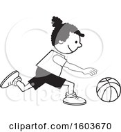 Poster, Art Print Of Black Girl Dribbling A Basketball
