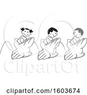 Clipart Of A Girl And Boys Hopping In A Field Day Potato Sack Race Royalty Free Vector Illustration