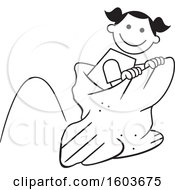 Clipart Of A Girl Hopping In A Field Day Potato Sack Race Royalty Free Vector Illustration