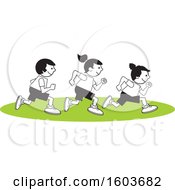 Poster, Art Print Of Group Of Children Running The One Hundred Yard Dash On Field Day