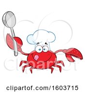 Poster, Art Print Of Happy Crab Chef Mascot Character Holding A Spoon