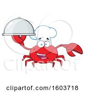 Poster, Art Print Of Happy Crab Chef Mascot Character Holding A Platter