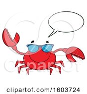 Poster, Art Print Of Happy Crab Mascot Character Wearing Sunglasses And Talking