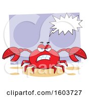 Clipart Of A Mad Crab Mascot Character Talking Over Purple Royalty Free Vector Illustration by Hit Toon