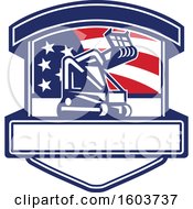 Poster, Art Print Of Retro Tree Mulching Machine In An American Flag Shield