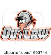 Male Outlaw Biker Wearing A Helmet And Orange Bandana Over Text