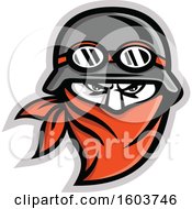 Clipart Of A Tough Male Outlaw Biker Wearing A Vintage Helmet And Bandana Royalty Free Vector Illustration