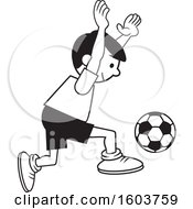 Clipart Of A Boy Playing Soccer Royalty Free Vector Illustration