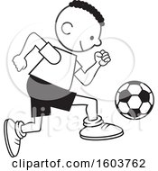 Clipart Of A Black Boy Playing Soccer Royalty Free Vector Illustration