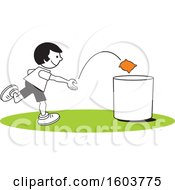 Clipart Of A Girl Playing A Bean Bag Toss Game Royalty Free Vector Illustration