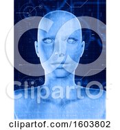 Poster, Art Print Of 3d Render Of A Female Face With Technology Coding Overlay