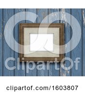 Poster, Art Print Of 3d Render Of A Vintage Blank Picture Frame On An Old Wooden Wall