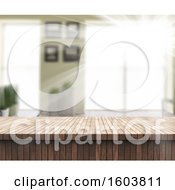 Poster, Art Print Of 3d Wood Counter And Blurred Room