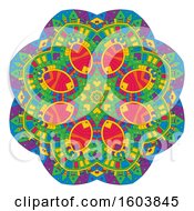 Clipart Of A Colorful Aztec Mandala On A White Background Royalty Free Vector Illustration