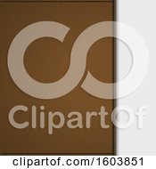 Clipart Of A Brown Leather Panel With Stitching And Shadow On White Background Royalty Free Vector Illustration