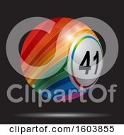 Poster, Art Print Of Rainbow Colored 3d Bingo Ball Floating On A Black Background