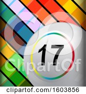Poster, Art Print Of 3d White Bingo Ball With A Colorful Ring Around The Number Over A Tiled Background