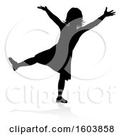 Clipart Of A Silhouetted Girl With A Reflection Or Shadow On A White Background Royalty Free Vector Illustration