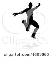 Poster, Art Print Of Silhouetted Male Dancer With A Reflection Or Shadow On A White Background