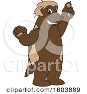 Wolverine School Mascot Character Holding Up A Finger