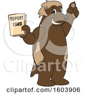Wolverine School Mascot Character Holding A Report Card
