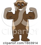 Wolverine School Mascot Character Flexing His Muscles