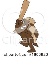Clipart Of A Wolverine School Mascot Character Batting Royalty Free Vector Illustration