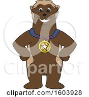 Wolverine School Mascot Character Wearing A Sports Medal