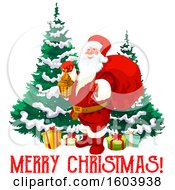 Clipart Of A Merry Christmas Greeting With Santa Royalty Free Vector Illustration
