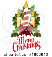 Clipart Of A Merry Christmas Greeting With Candles Royalty Free Vector Illustration