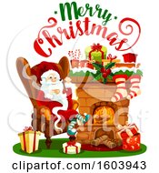 Clipart Of A Merry Christmas Greeting With Santa Royalty Free Vector Illustration