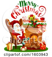 Poster, Art Print Of Merry Christmas Greeting With Santa