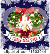 Poster, Art Print Of Christmas Wreath With A Sale Banner