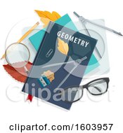 Poster, Art Print Of Geometry Book And School Supplies