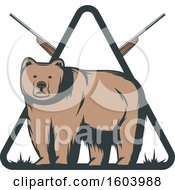 Poster, Art Print Of Bear And Hunting Rifle Diamond Design