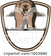 Clipart Of A Bear And Shield Design Royalty Free Vector Illustration