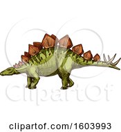 Poster, Art Print Of Sketched Stegosaur Dinosaur