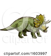 Poster, Art Print Of Sketched Triceratops Dinosaur
