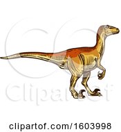 Clipart Of A Sketched Dinosaur Royalty Free Vector Illustration