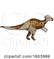 Clipart Of A Sketched Dinosaur Royalty Free Vector Illustration