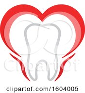 Clipart Of A Tooth And Heart Logo Royalty Free Vector Illustration