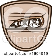Poster, Art Print Of Brown Automotive Shield With Headlights
