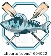 Poster, Art Print Of Fishing Design With A Fish And Paddles