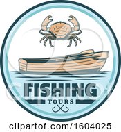 Poster, Art Print Of Fishing Design With A Crab And Boat