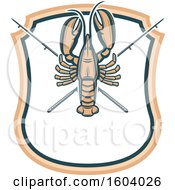 Clipart Of A Fishing Design With A Lobster And Crossed Poles Royalty Free Vector Illustration