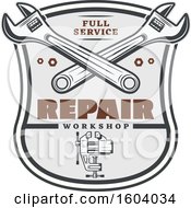 Poster, Art Print Of Repair Workshop Design With Wrenches And A Vise