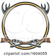 Poster, Art Print Of Hunting Rifle And Antlers Design